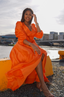 Golightly Queen kjole: Long - Orange