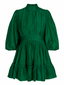 produktbilde av Dyp Grønn kjole med puffede ermer, knapper og volanger – perfekt som festkjole, cocktailkjole eller til pen hverdagsbruk.