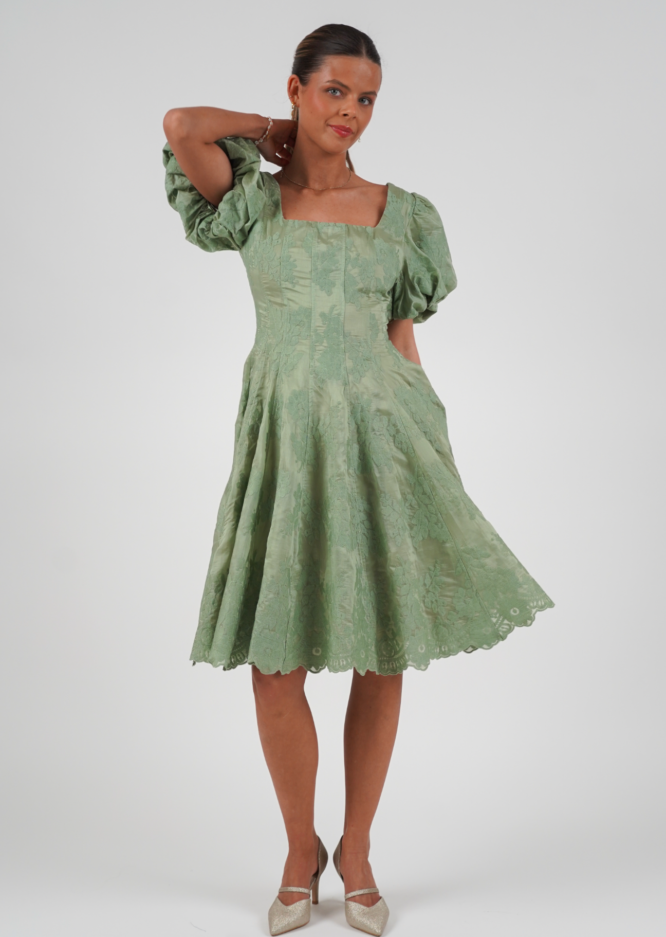 Queen Dress: Long - Dusty Green