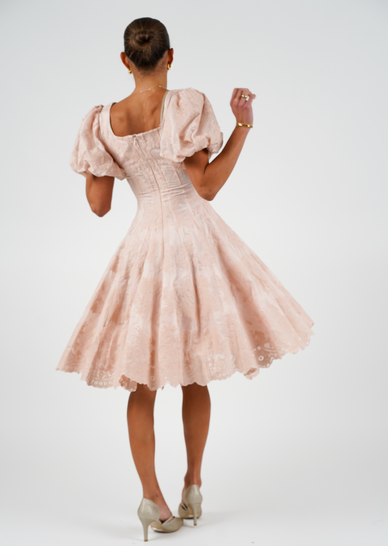Elina Lace Kjole - Pastel Pink