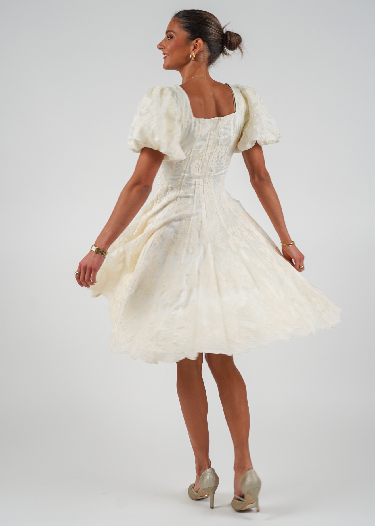 Elina Lace Kjole - Créme White