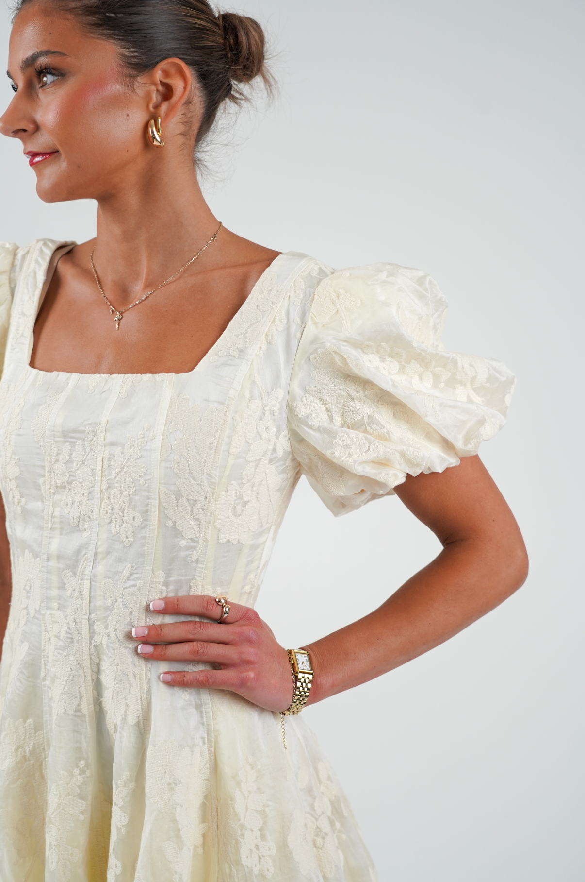 Elina Lace Kjole - Créme White