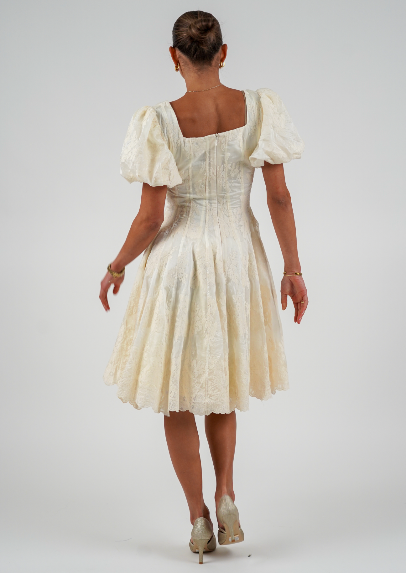 Elina Lace Kjole - Créme White