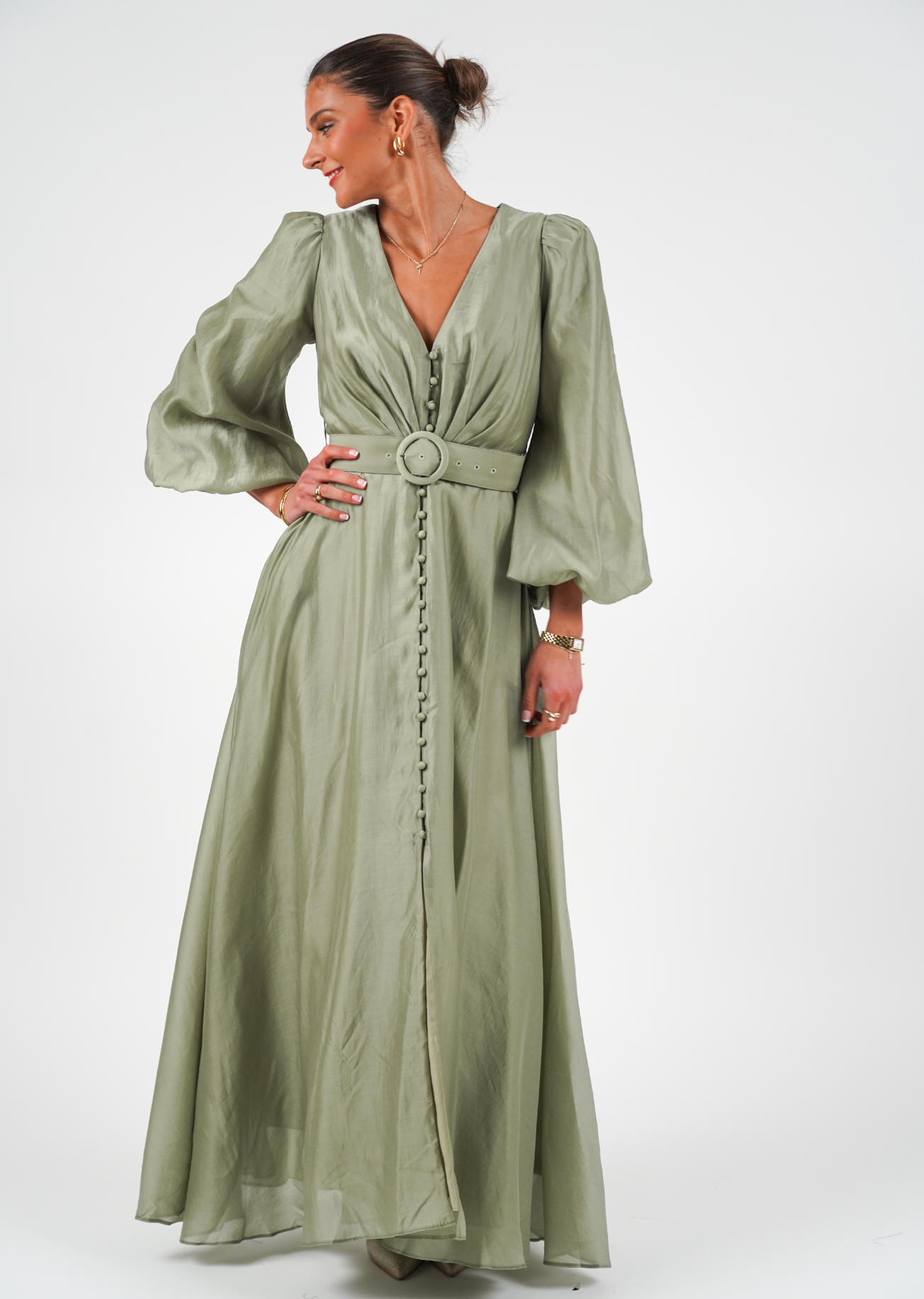 Queen kjole: Long - Dusty Green