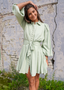 Golightly Abril Kjole - Green Linen