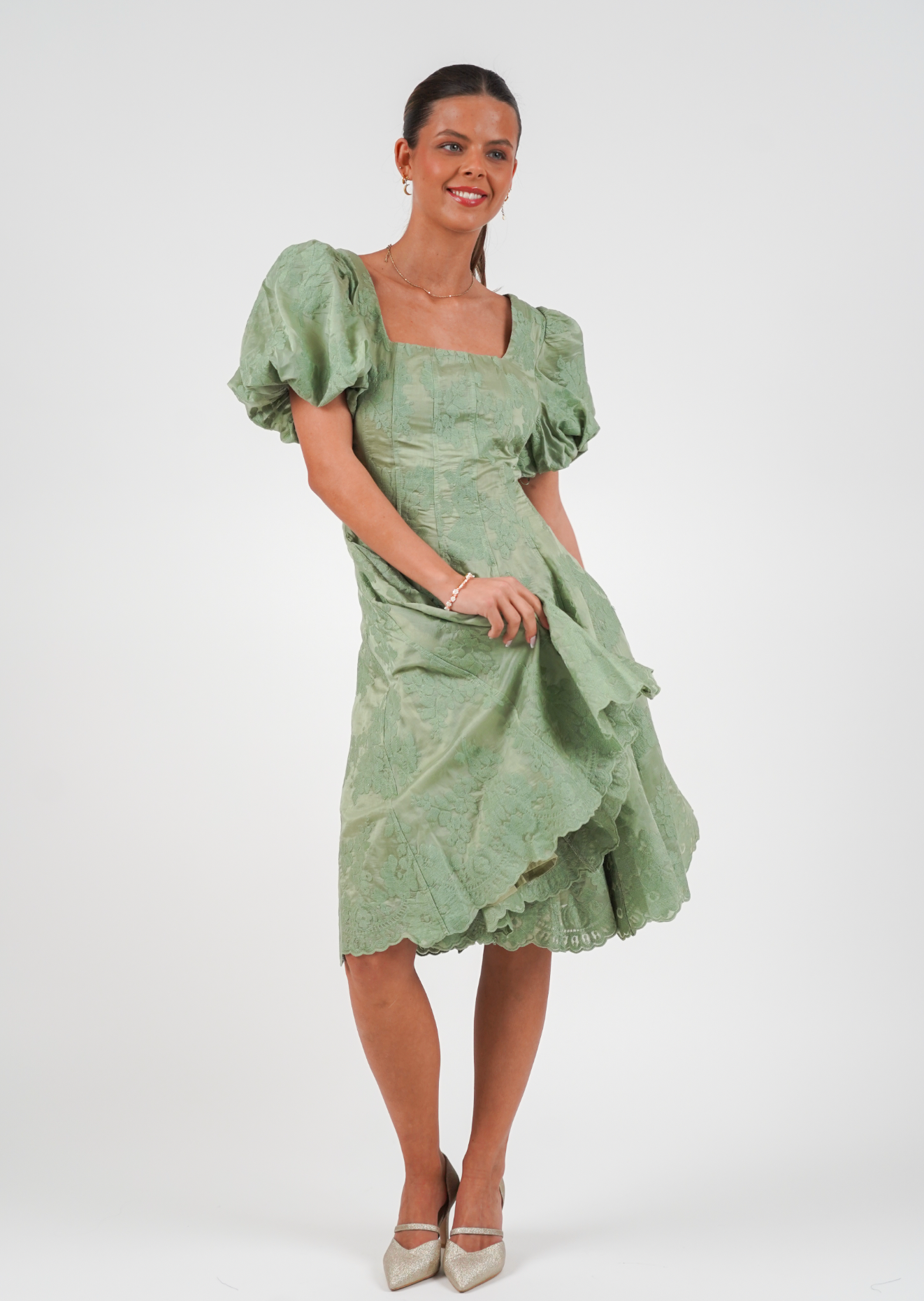 Queen Dress: Long - Dusty Green