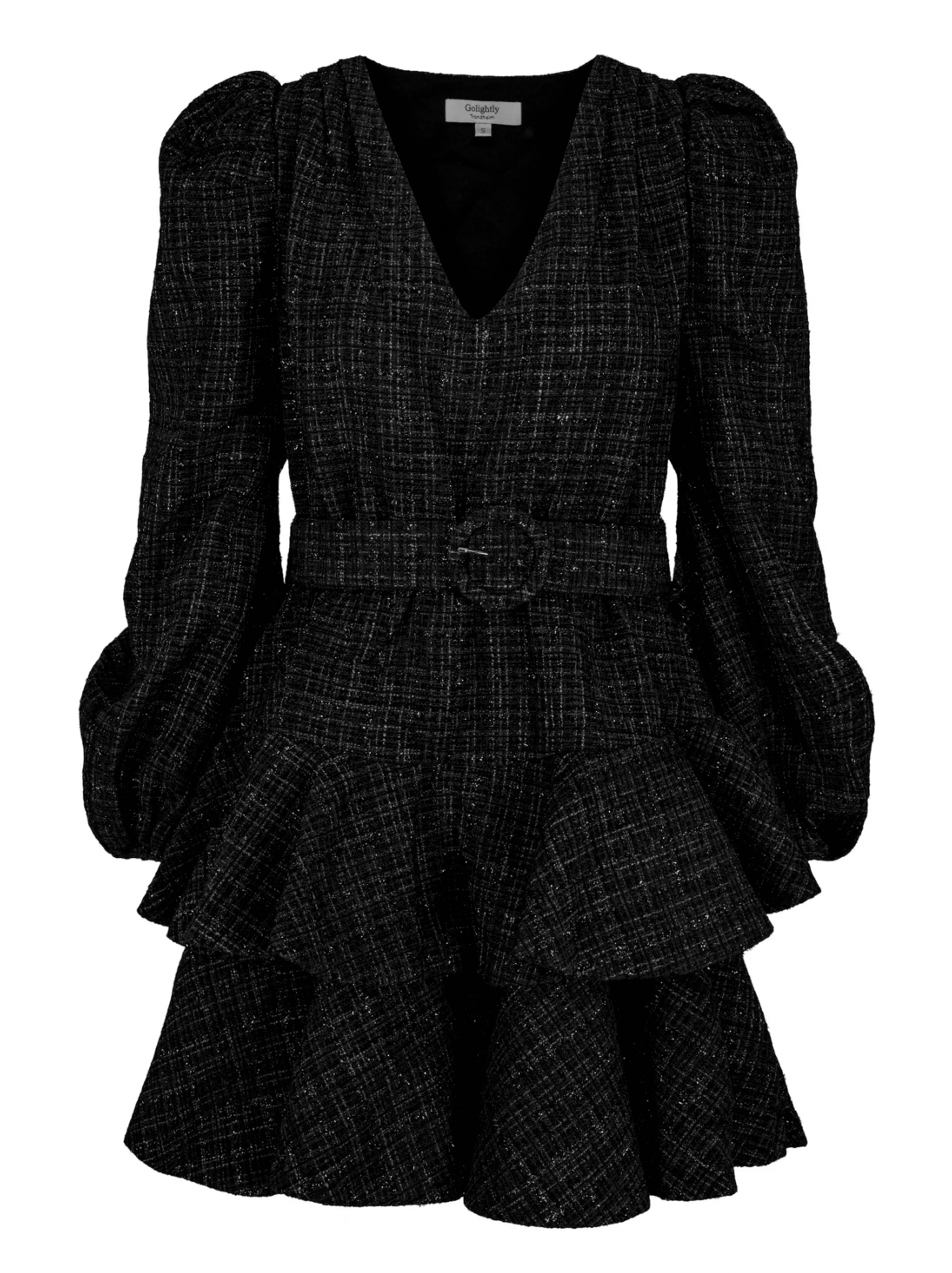 Golightly Wavy Tweed Kjole - Black