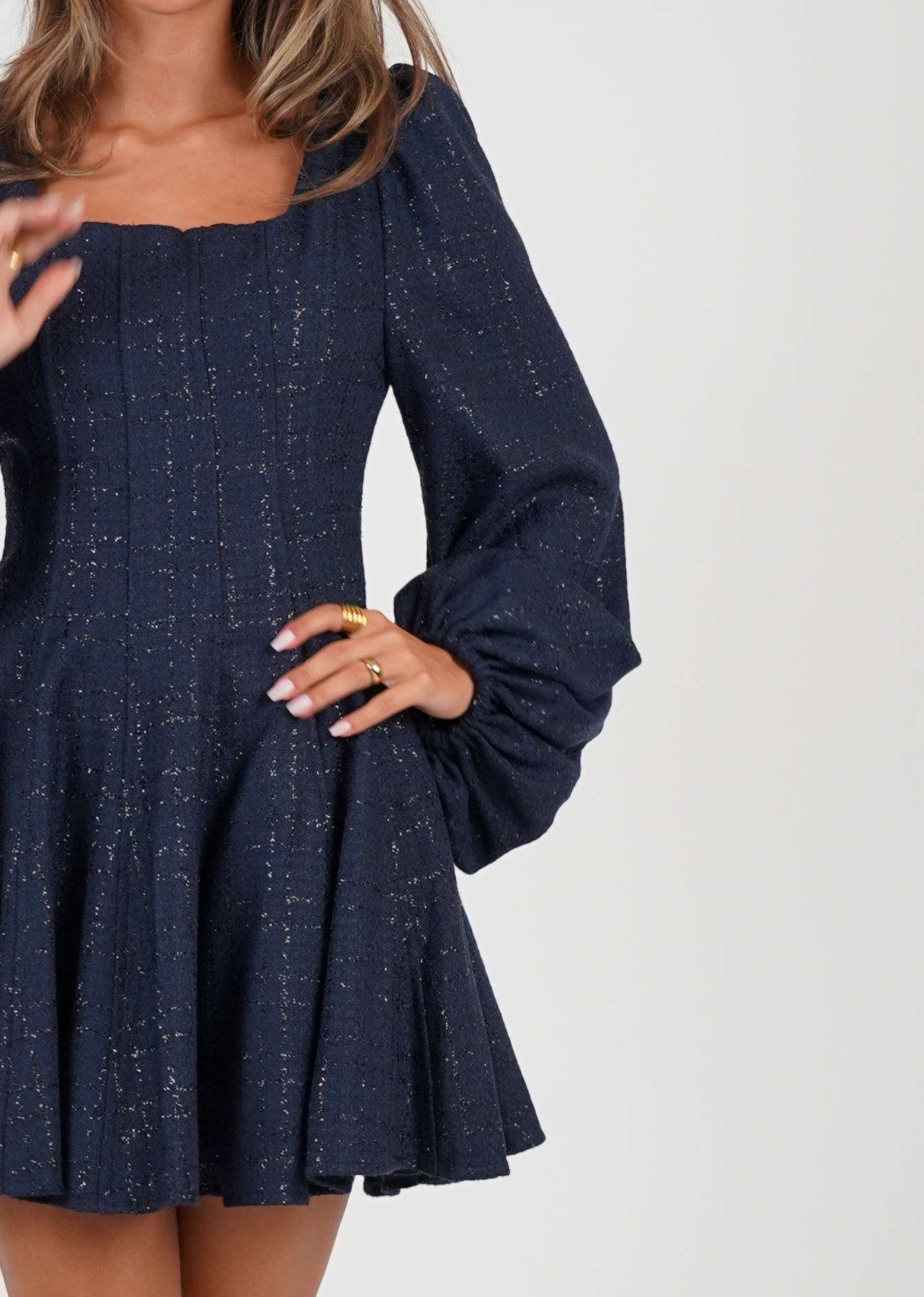Golightly Sophie Tweed Kjole - Midnight Blue