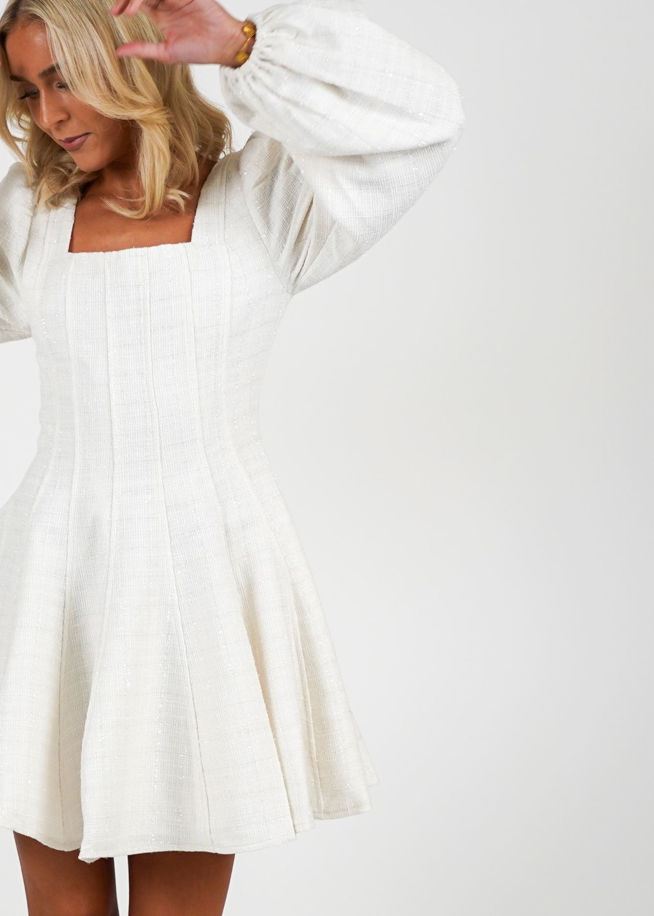 Golightly Sophie Tweed Kjole - Off White