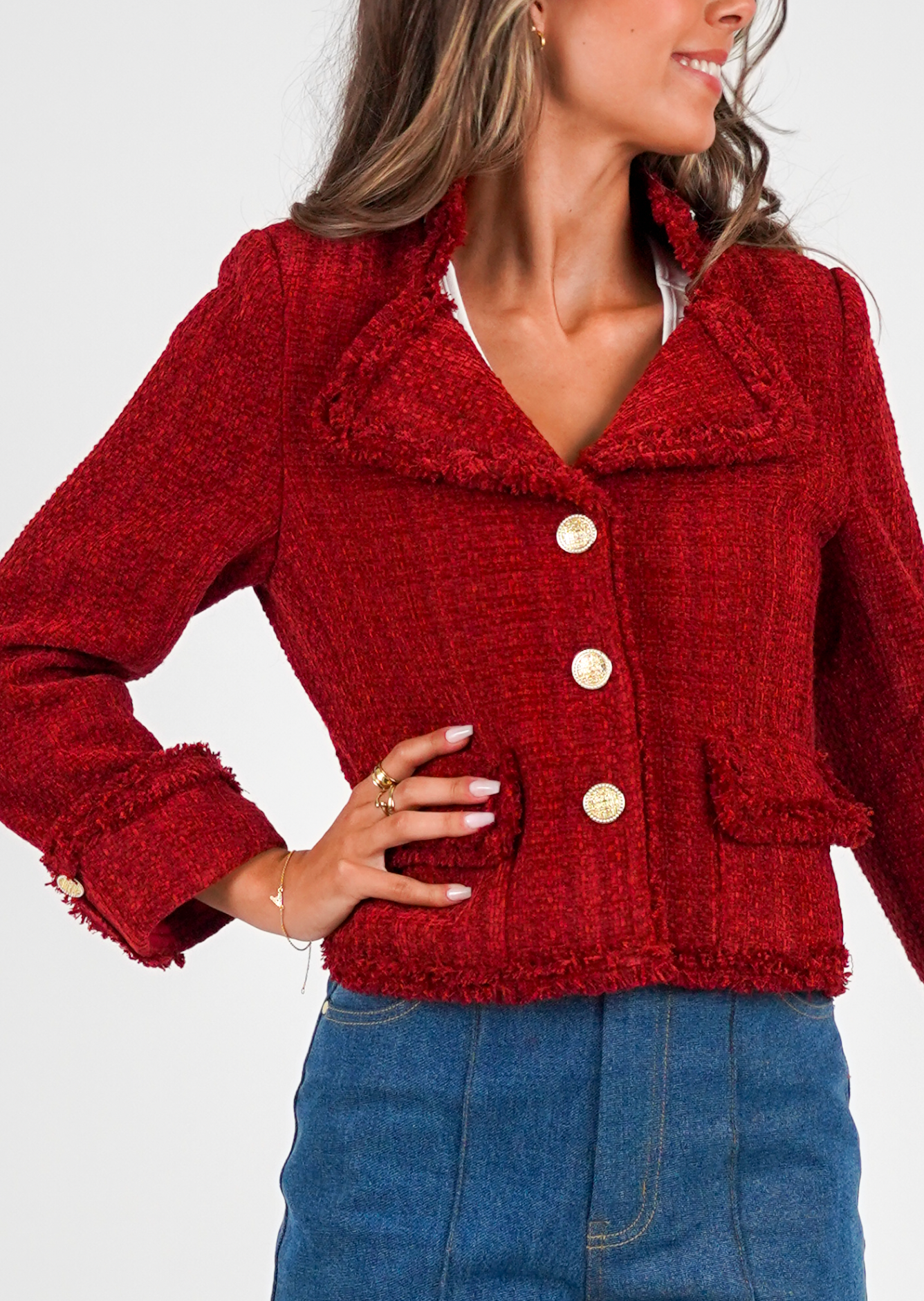 Golightly Tweed Jacket - Bordeaux