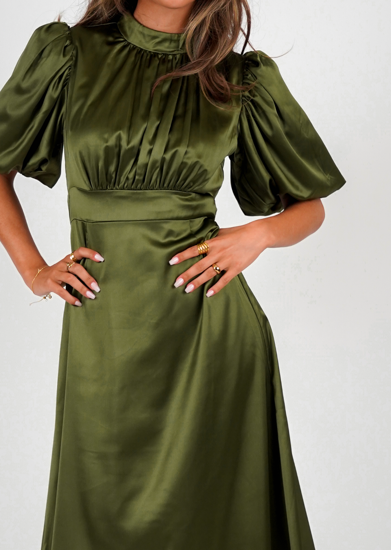 Golightly Holly Kjole: Long - Olive Green