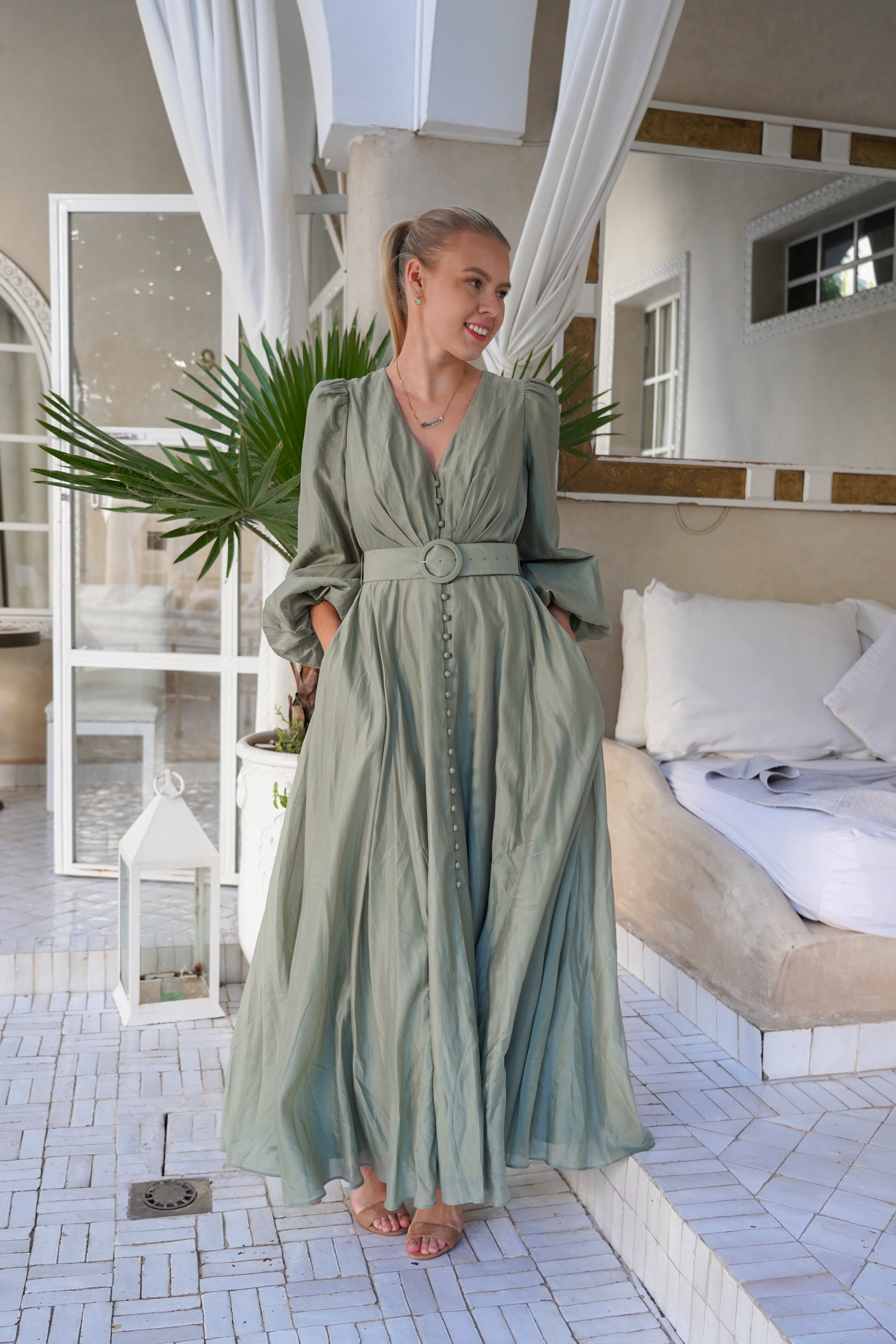 Dusty green maxi clearance dress