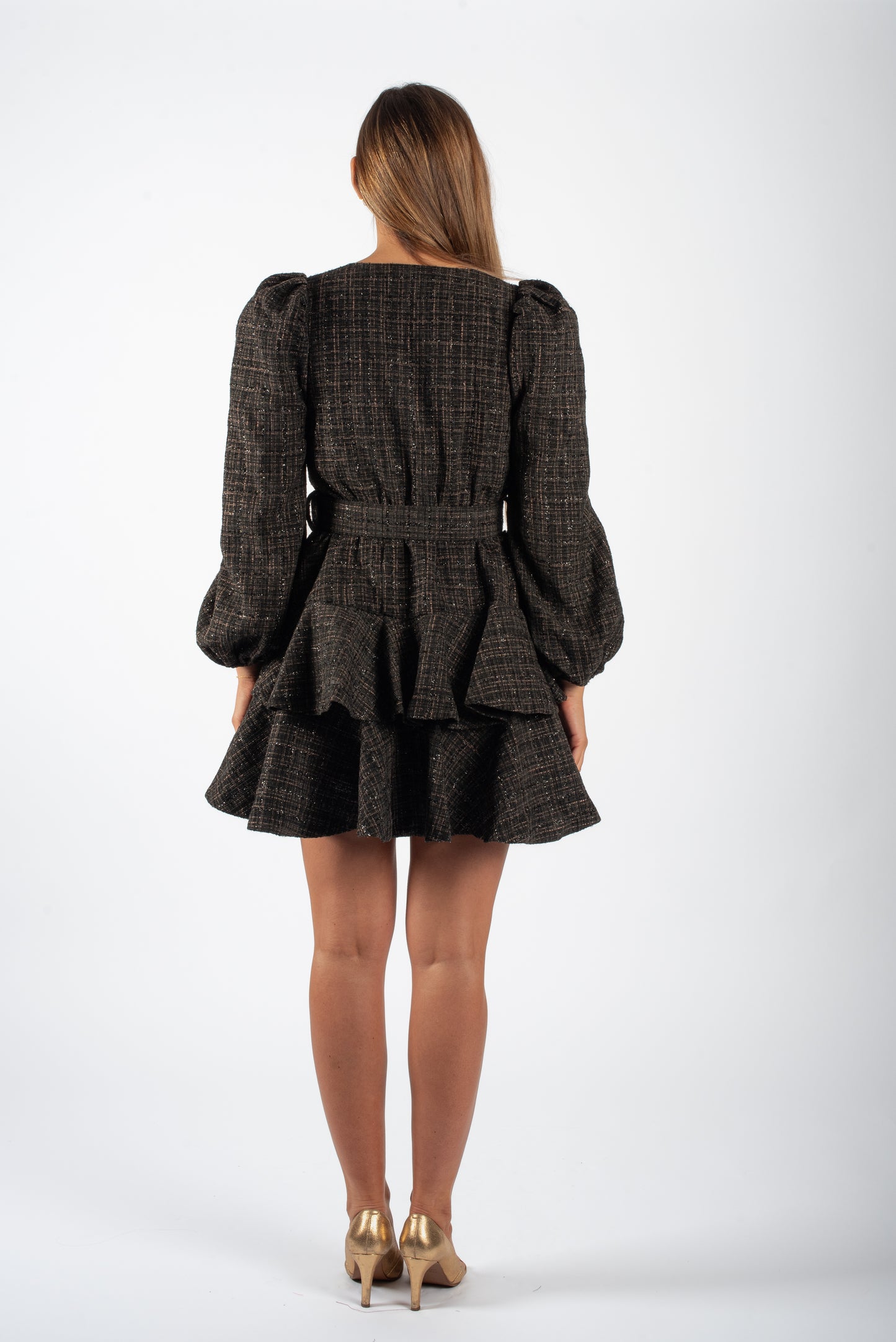 Wavy Dress - Black Tweed