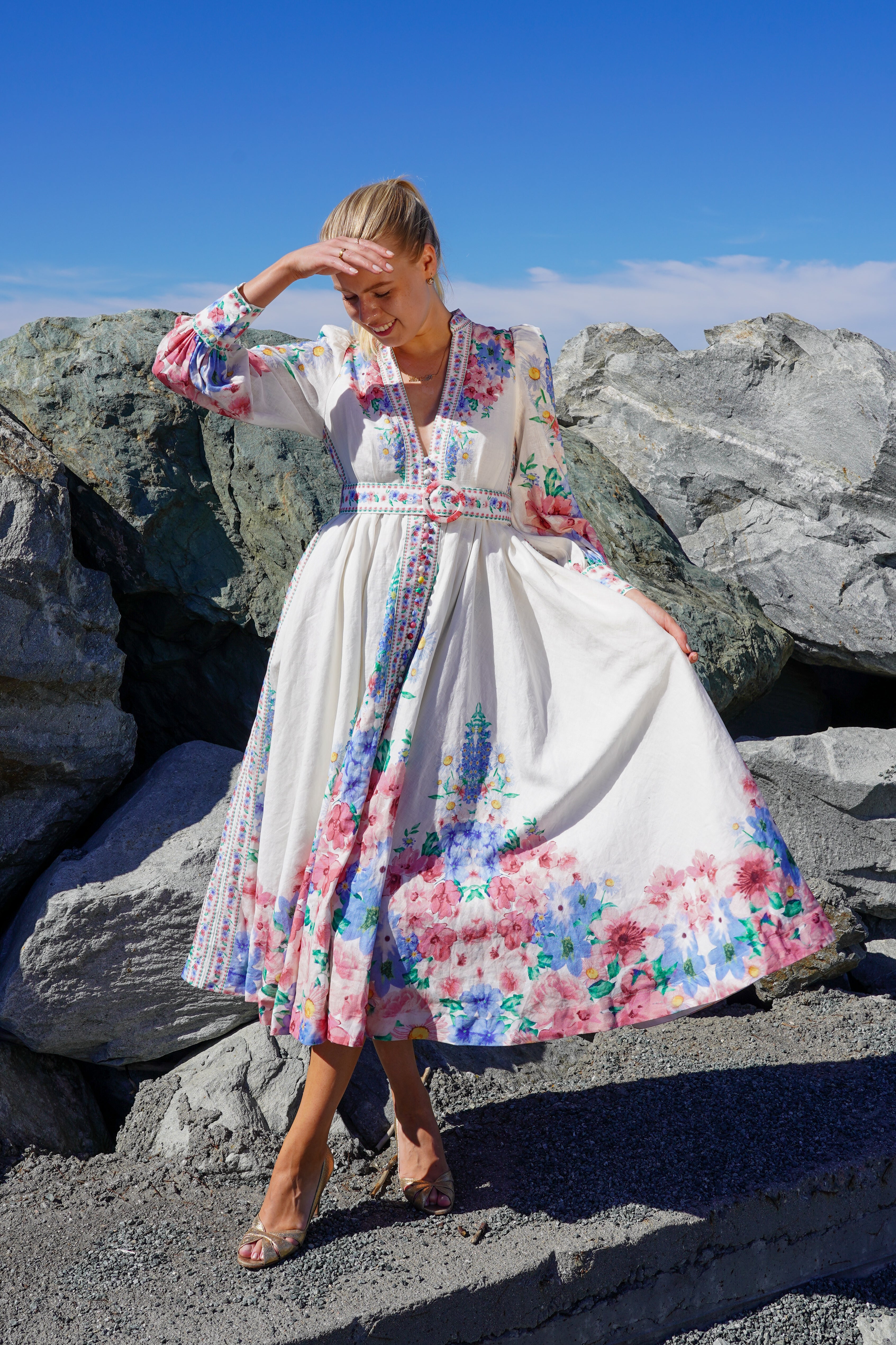 Flower printed maxi dress best sale