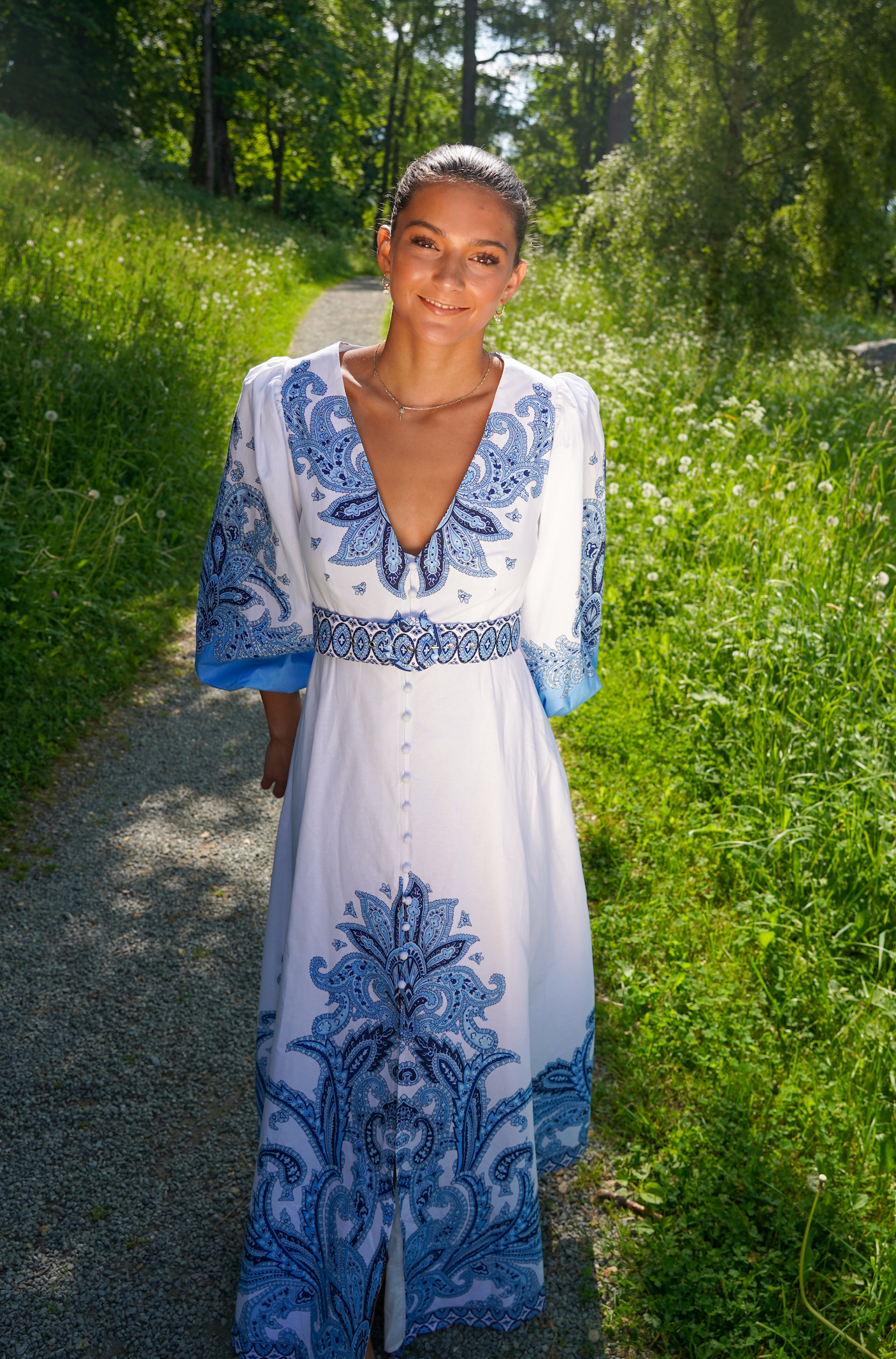 Boho maxi dress sales blue