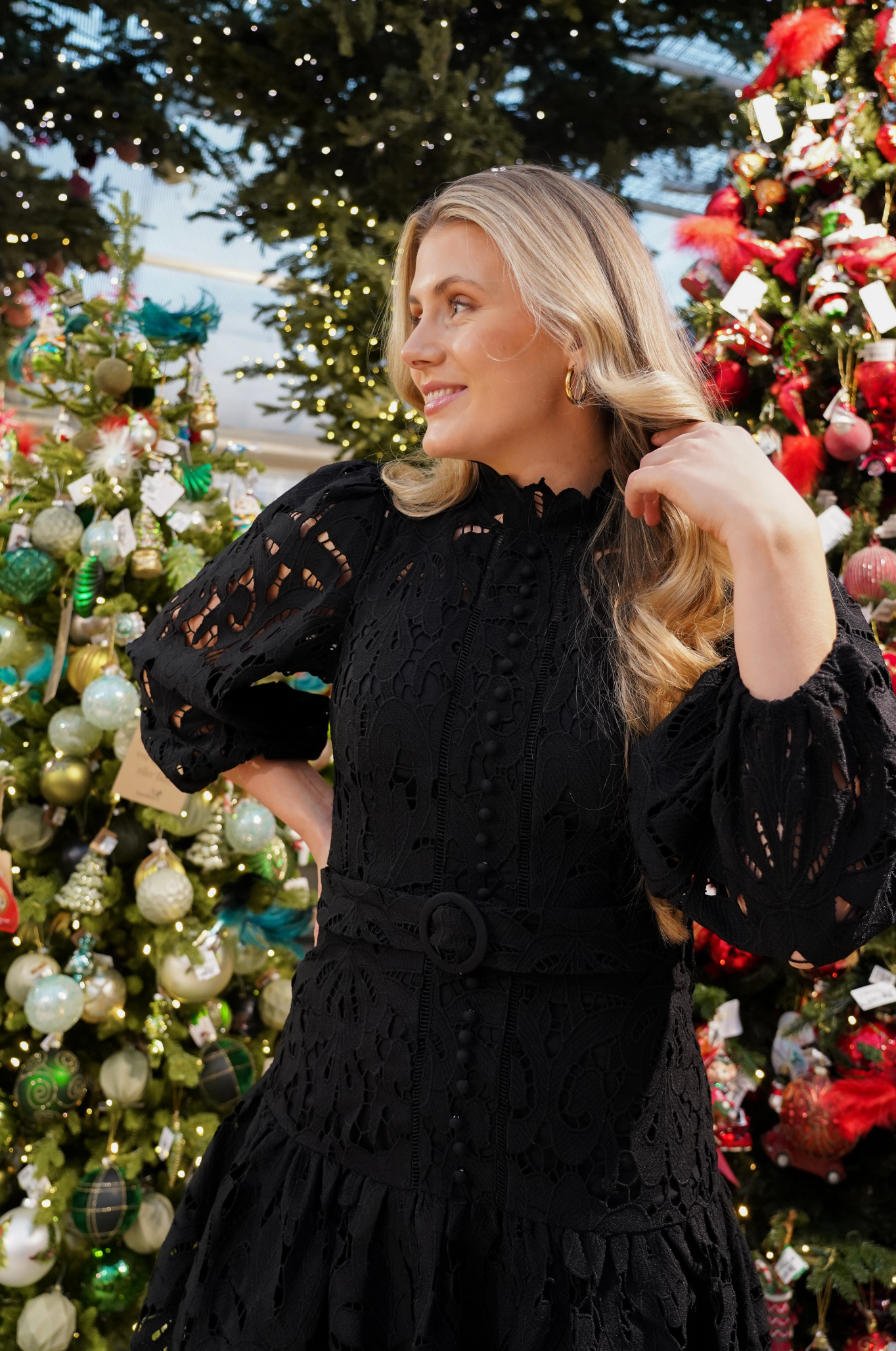 Black lace christmas dress deals