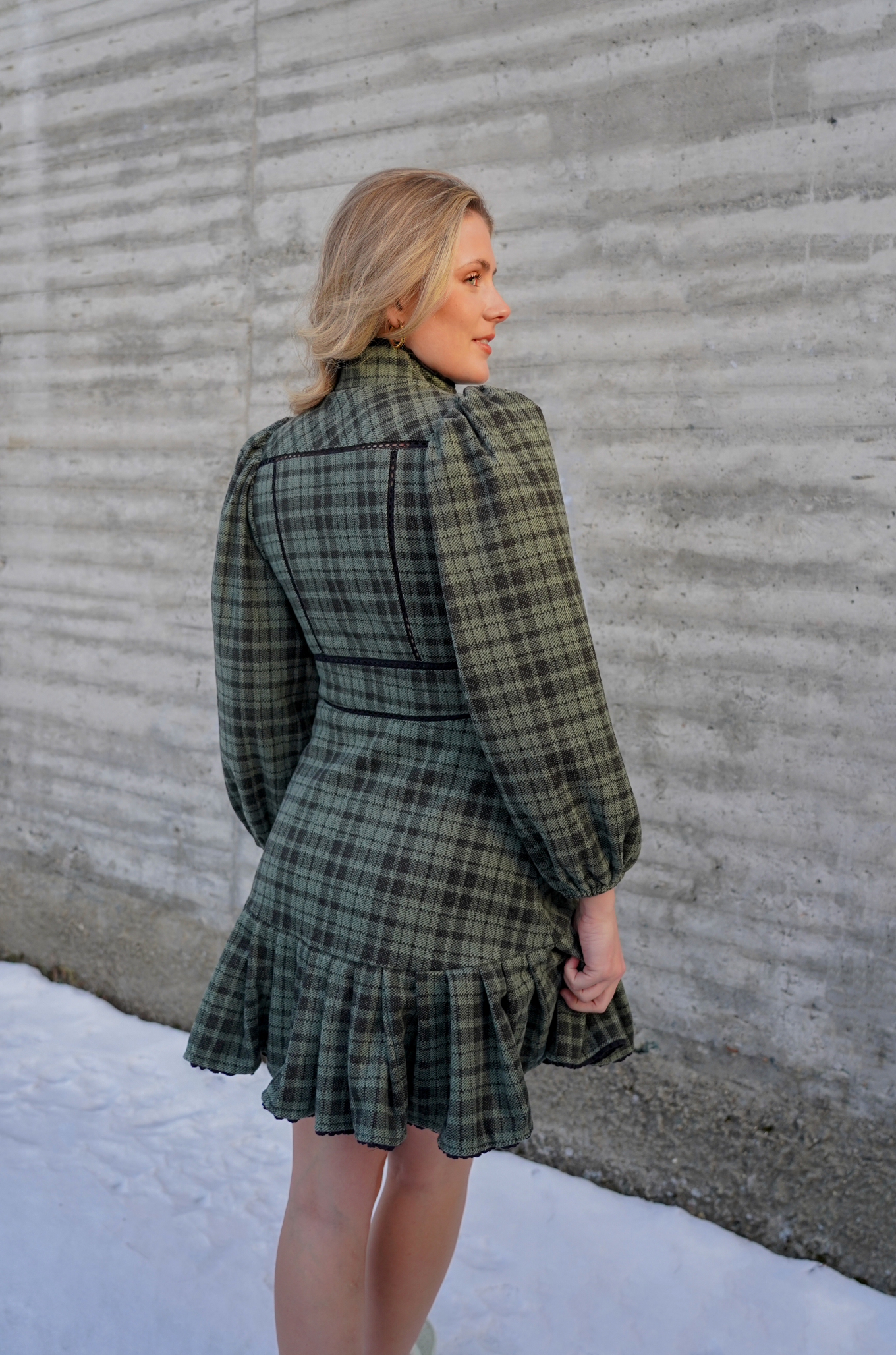 Dark green winter on sale dress