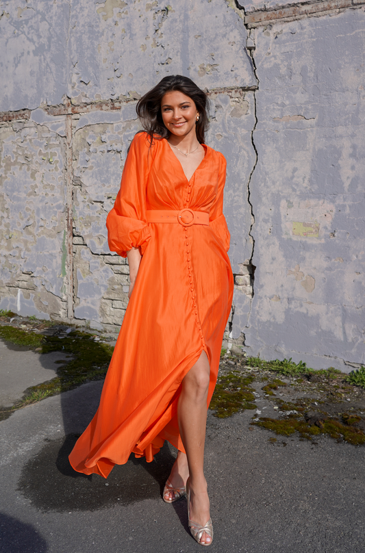 Vestido Reina: Largo - Naranja