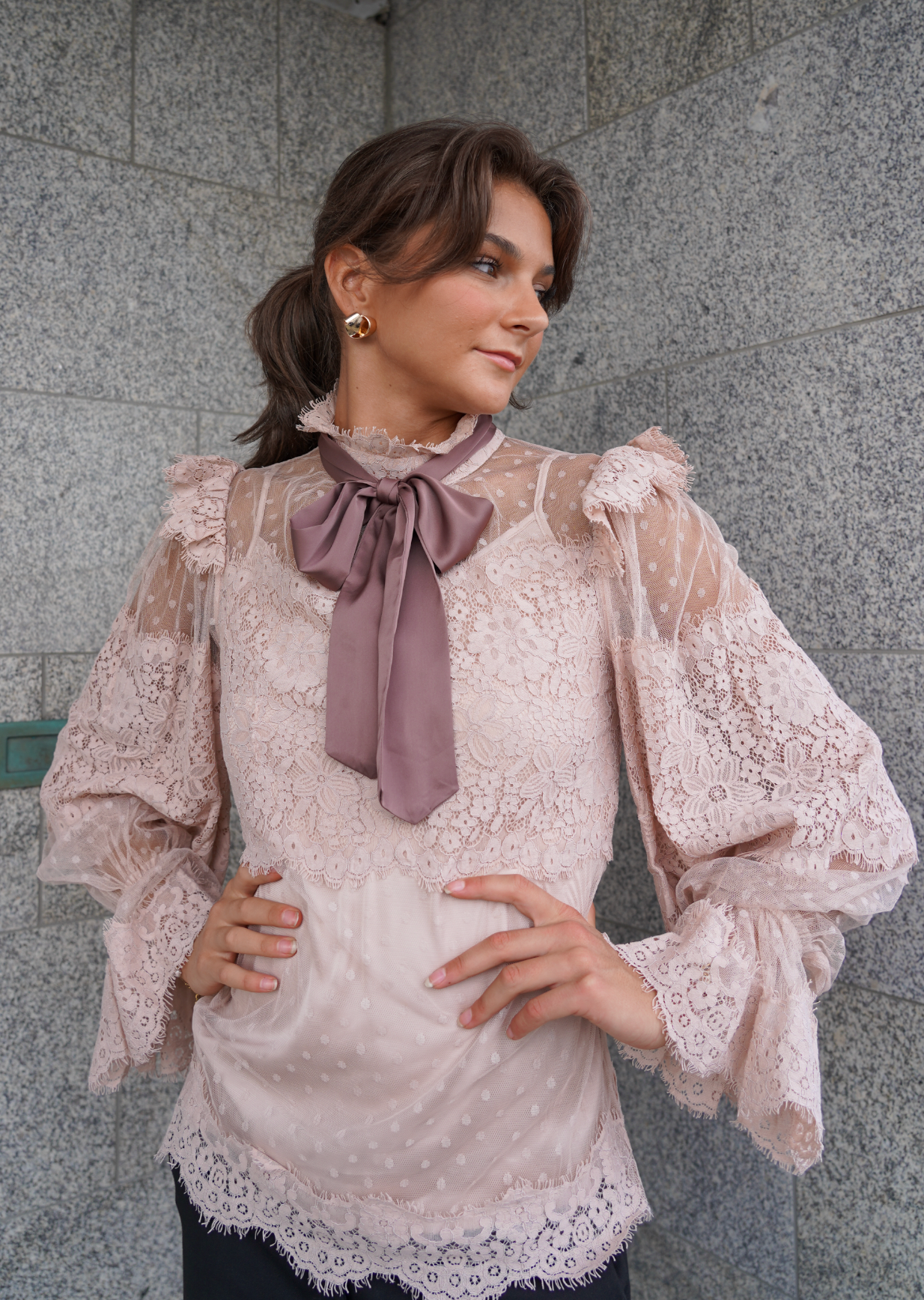 Marie Antoniette Blouse - Blush Pink