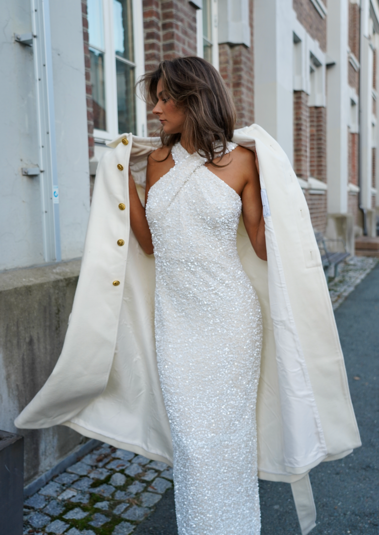 Felicity Dress - Off White Sequins