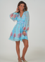 Golightly Queen kjole: short - Blue Blossom Print