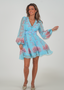 Golightly Queen kjole: short - Blue Blossom Print