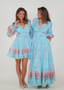 Golightly Queen kjole: short - Blue Blossom Print