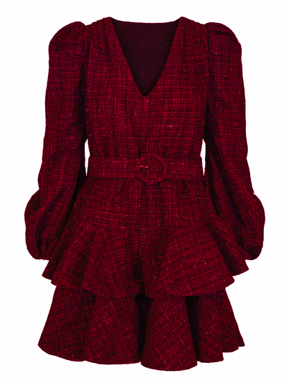 Golightly Wavy Tweed kjole - Bordeaux
