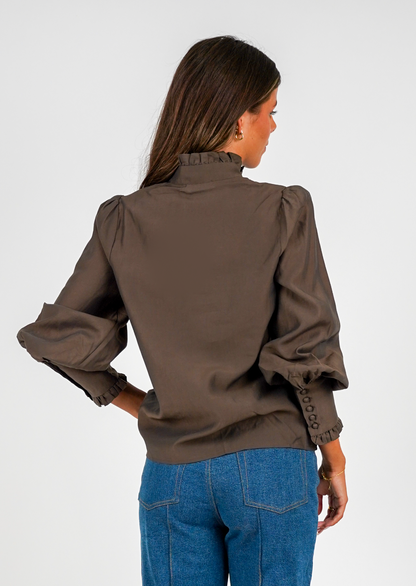 Golightly Wisteria Blouse - Coffee Brown