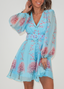 Golightly Queen kjole: short - Blue Blossom Print