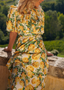 Golightly Holly Print kjole: Long - Yellow Roses