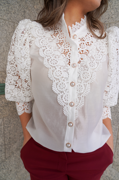 Flower blouse - White