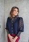 Golightly Flower Blouse - Dark Blue